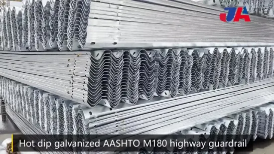 Aashto M180 Aço galvanizado por imersão a quente Barreira de proteção Viga W Viga W Guarda-corpo para segurança no trânsito