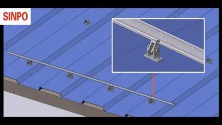 O fabricante personaliza a estrutura de alumínio para o sistema de painel solar fixo no telhado de metal