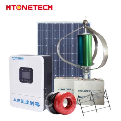 Kits de energia eólica e solar de fabricação de painéis solares fixos Htonetech Sistema híbrido de energia eólica da China com turbina eólica e controlador de carga do painel solar