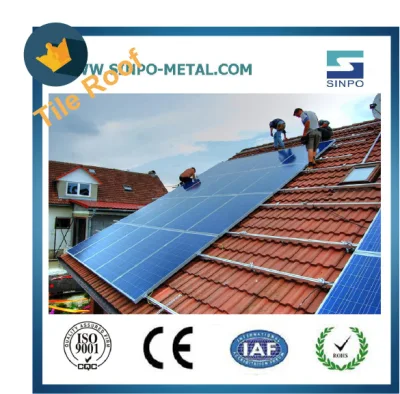 CE TUV aprovado 5kw 10kw 20kw Painéis fotovoltaicos Trilhos solares Telha telhados planos inclinados Sistema de montagem solar para sistema