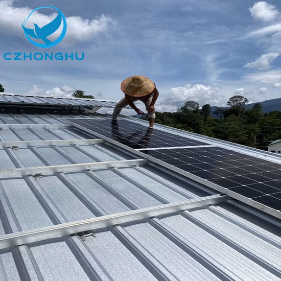 Ganchos de telhado de telha solar para montagem em telhado Extremidade de trilho de alumínio MID Braçadeira solar PV Sistema de montagem de trilhos no telhado